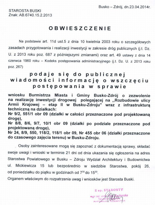 obwieszczenie ab 6740 15 2 2013
