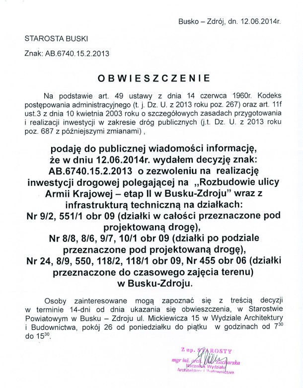 obwieszczenie ab 6740 15 2 2013