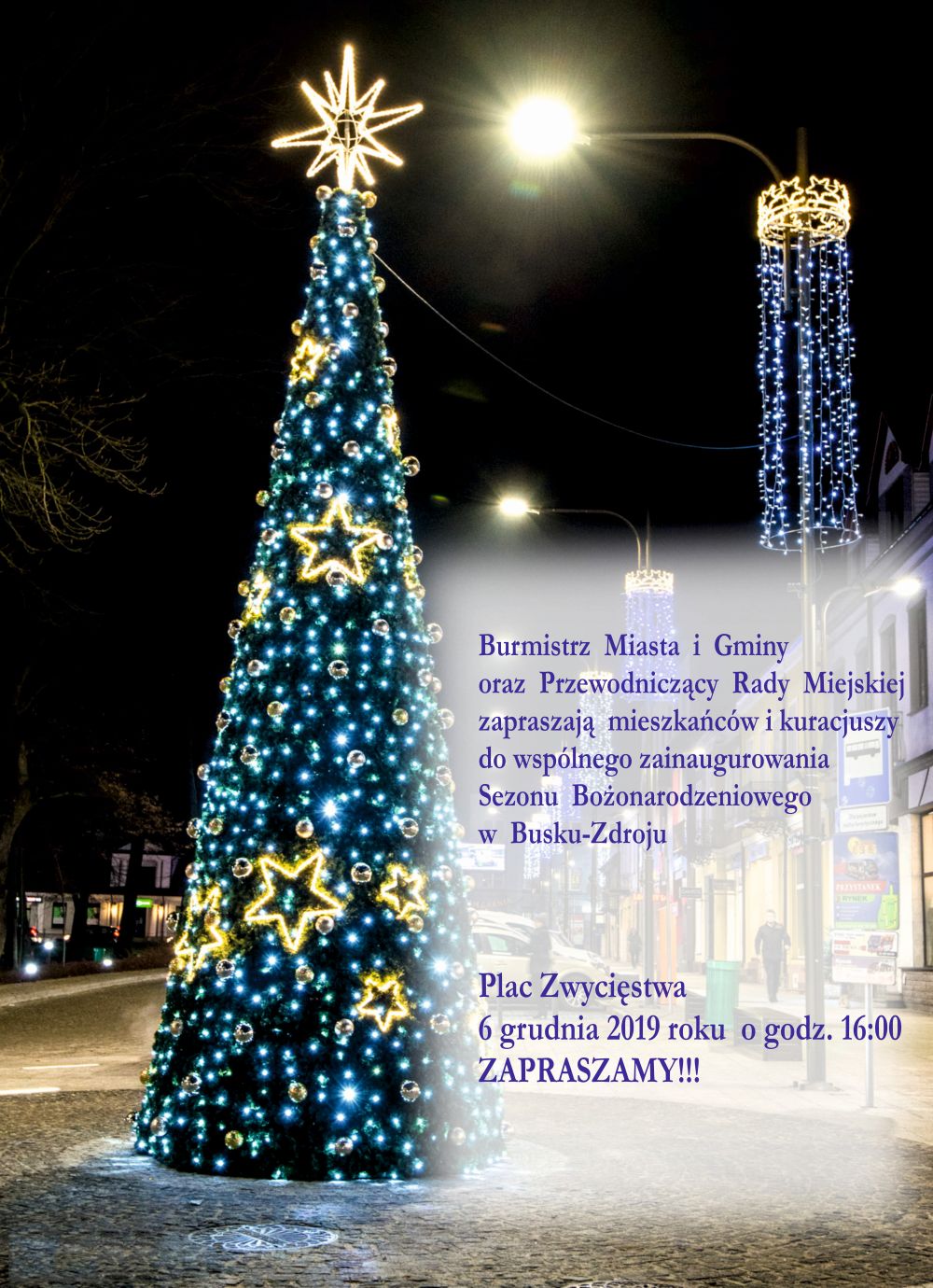 Burmistrz Miasta i Gminy oraz Przewodniczący rady Miejskiej zapraszają mieszkańców i kuracjuszy do wspólnego zainaugurowania Sezonu Bożonarodzeniowego
