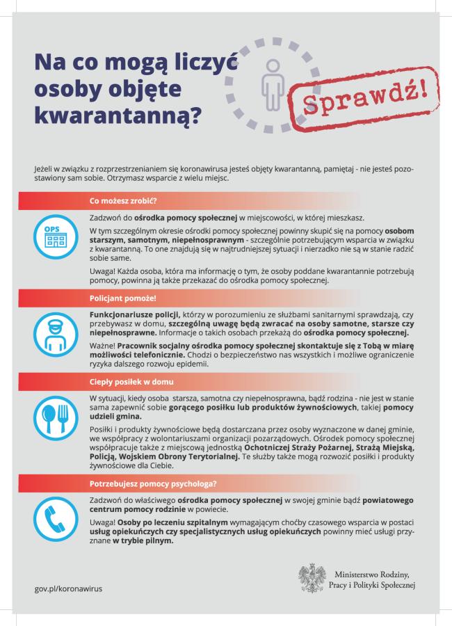 Na co mogą liczyć osoby objęte kwarantanna