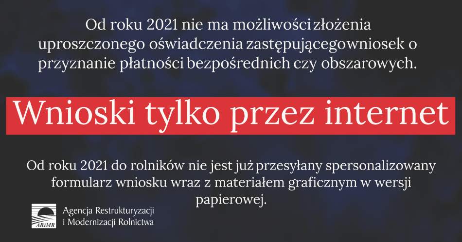 ARIMR przypomina. Wnioski o dopłaty tylko przez internet.
