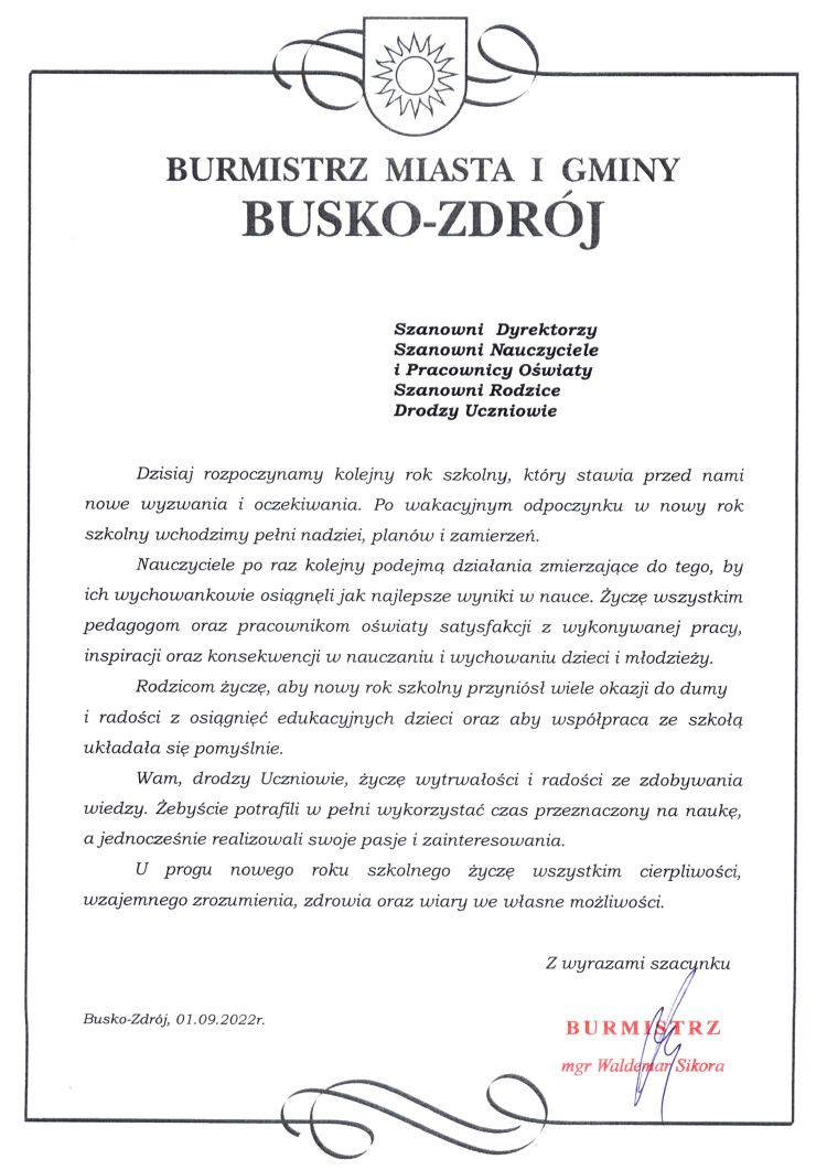 Dzisiaj rozpoczynamy kolejny rok szkolny