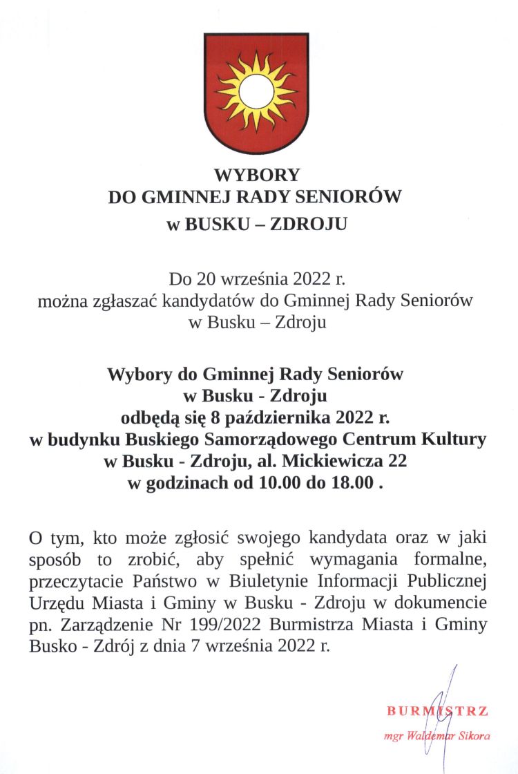 Wybory do Gminnej Rady Seniorów w Busku-Zdroju