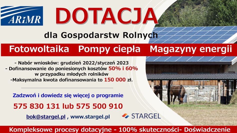 Dotacja dla gospodarstw rolnych