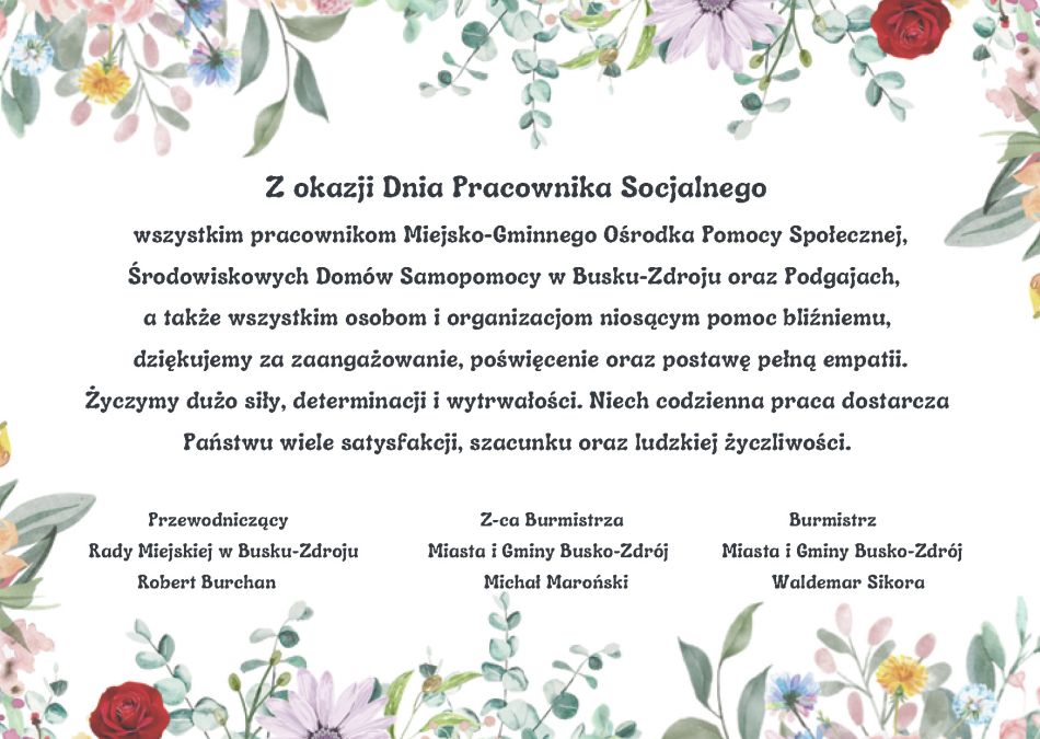 21 listopada Dzień pracownika socjalnego
