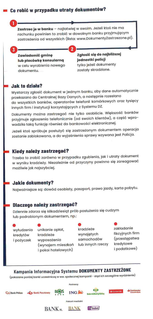 Kampania Informacyjna Systemu - Dokumenty zastrzeżone
