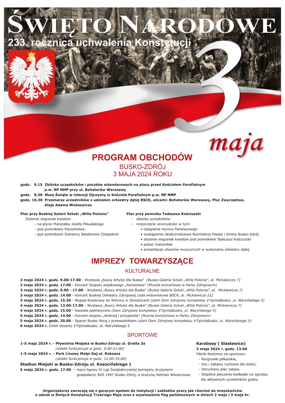 Święto Narodowe Trzeciego Maja - program obchodów