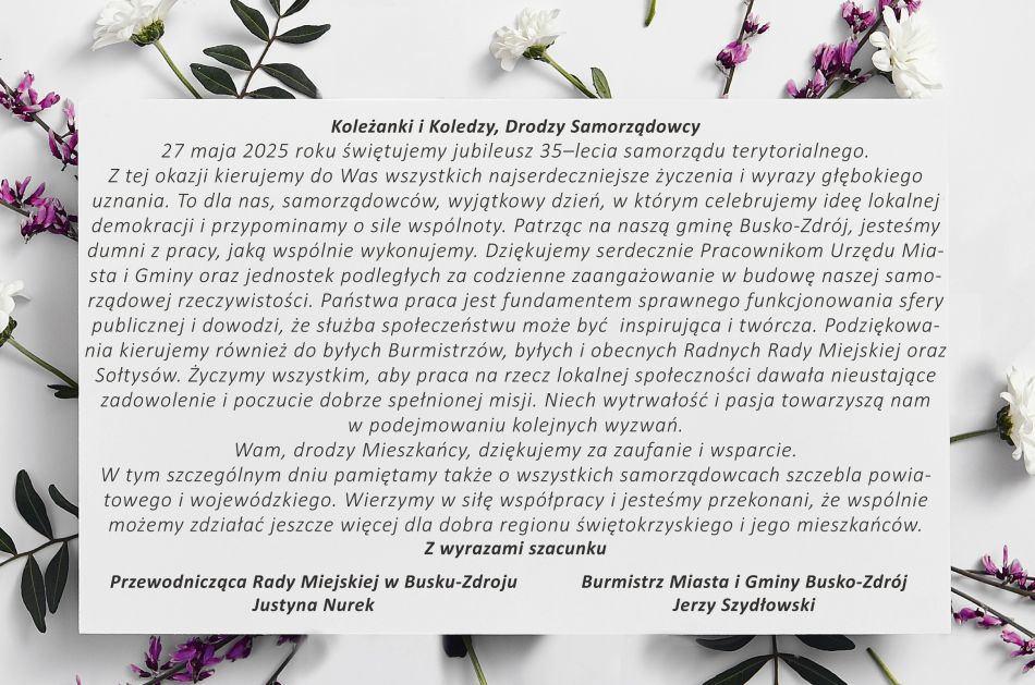 Życzenia z okazji Dnia Samorządowca