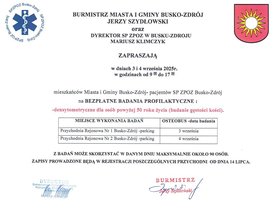 Bezpłatne badania profilaktyczne w kierunku densytometryczne 