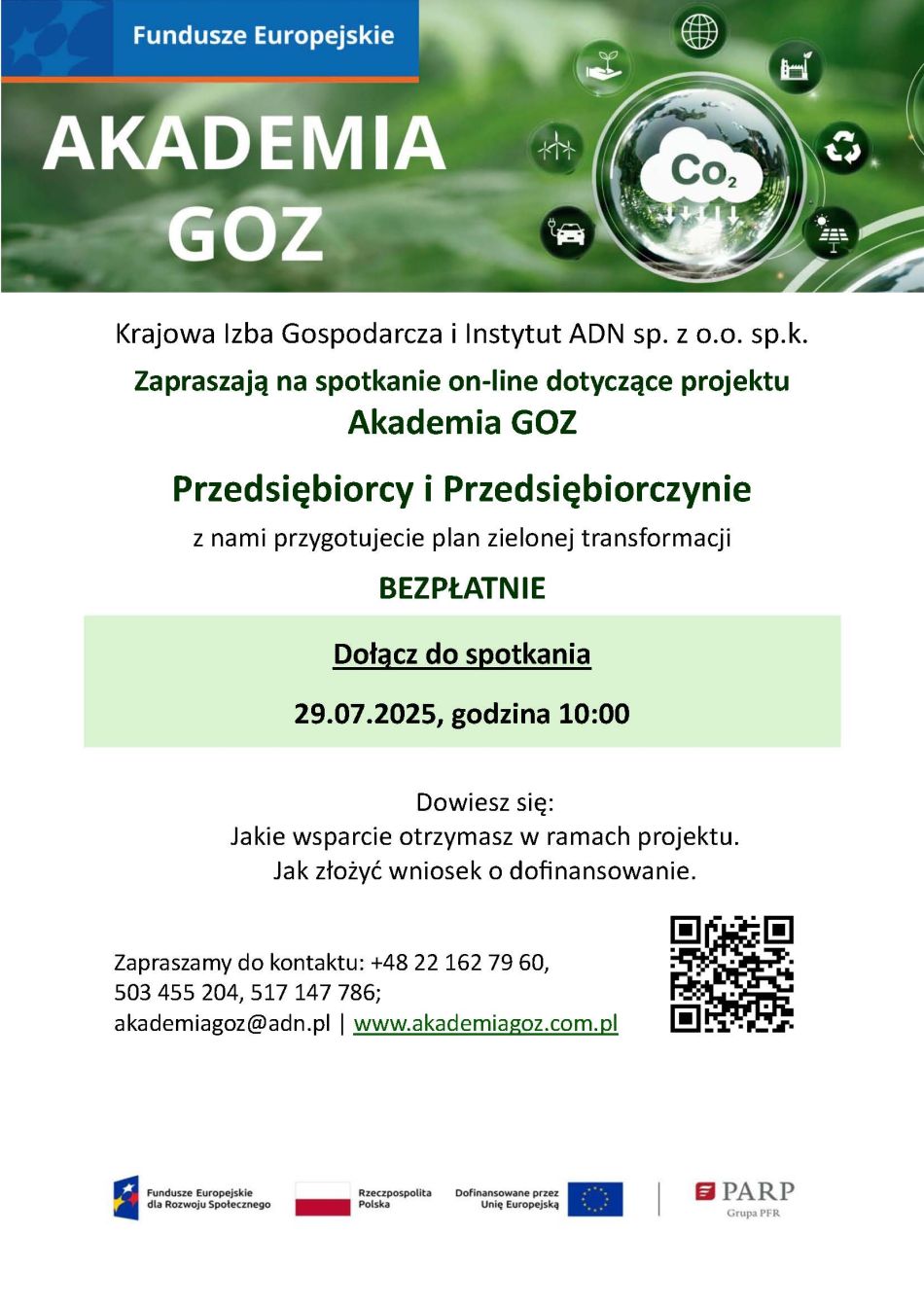 Projekt Akademia GOZ skierowany do przedsiębiorstw - szkolenia i doradztwo z tematyki gospodarki o obiegu zamkniętym. 