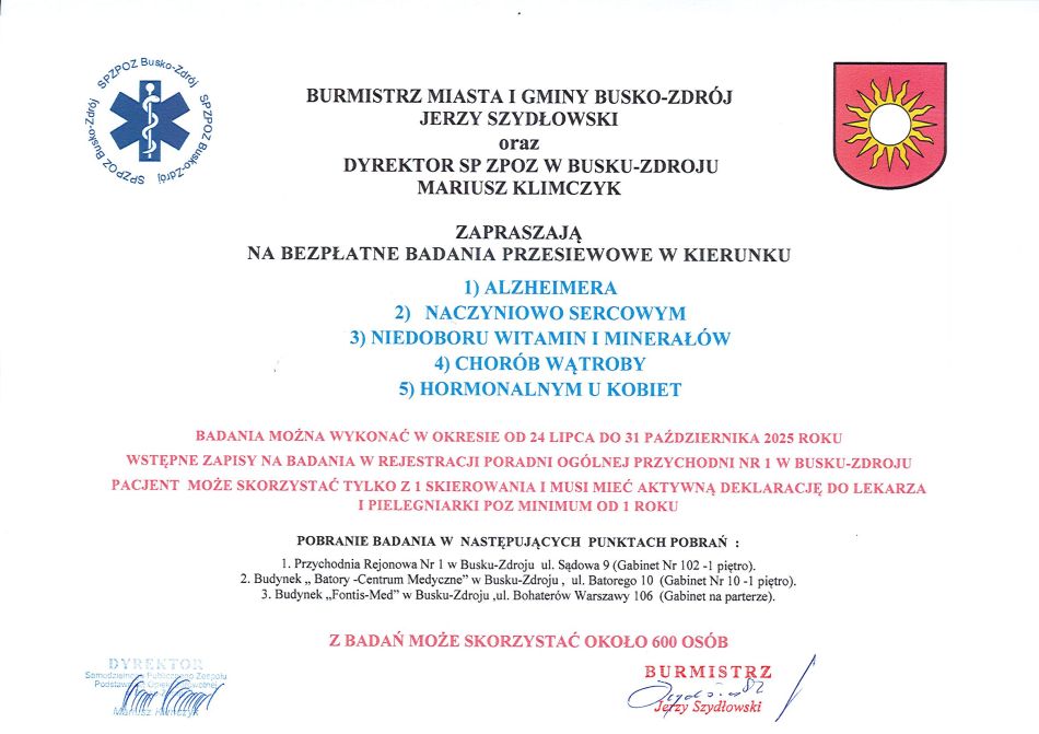 Bezpłatne badania przesiewowe 