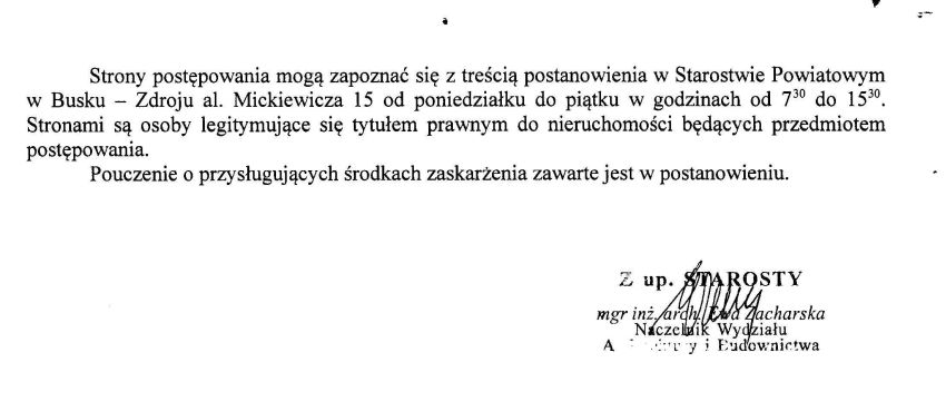 Obwieszczenie Starosty Buskiego