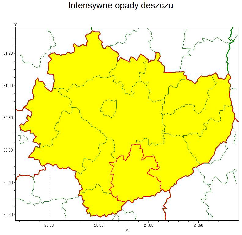 Ostrzeżenia IMGW: Intensywne opady deszczu