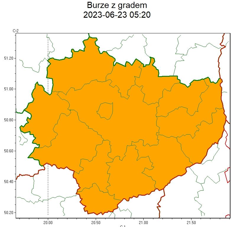 Ostrzeżenia IMGW: Burze z gradem 2 stopnia