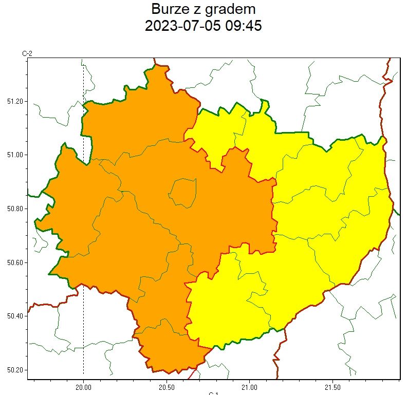Ostrzeżenia IMGW 1 i 2 stopnia: Burze z gradem