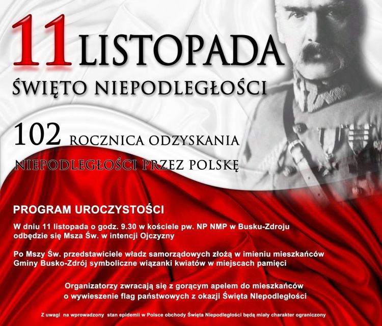 Obchody 102. rocznicy odzyskania przez Polskę Niepodległości w Busku-Zdroju