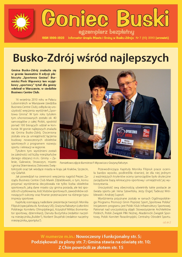 Goniec Buski Informator Urzędu Miasta i Gminy Busko-Zdrój Nr 7/2010 (wrzesień)