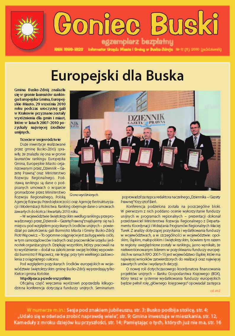 Goniec Buski Informator Urzędu Miasta i Gminy Busko-Zdrój Nr 8/2010 (październik)